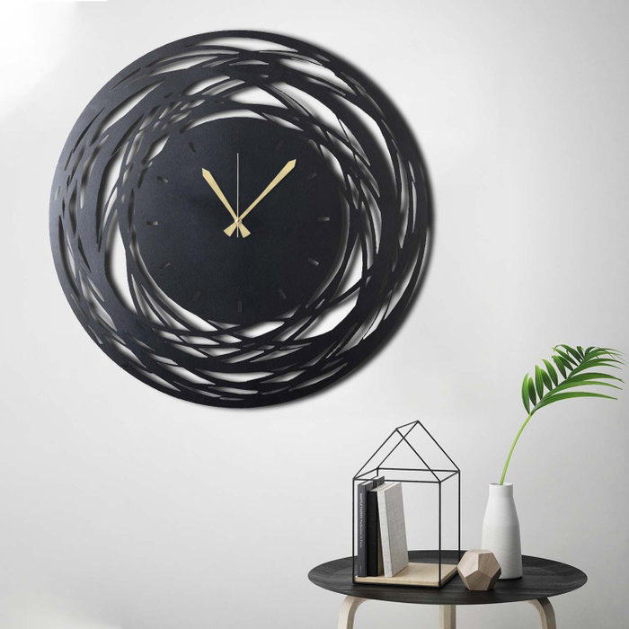 Wallity Reloj de Pared Decorativo de Metal Negro 70 x 70 cm